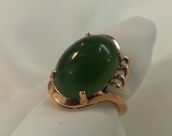 Dark green jade ring | Etsy