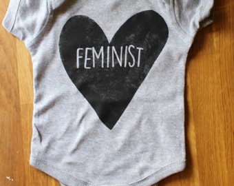 Feminist baby creeper - One piece - baby outfit - feminist gift - protest - women's rights - baby activist - hand painted USA shirt