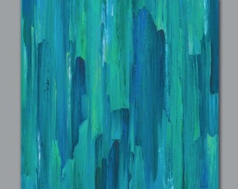 Large abstract canvas wall art print Turquoise by ArtFromDenise
