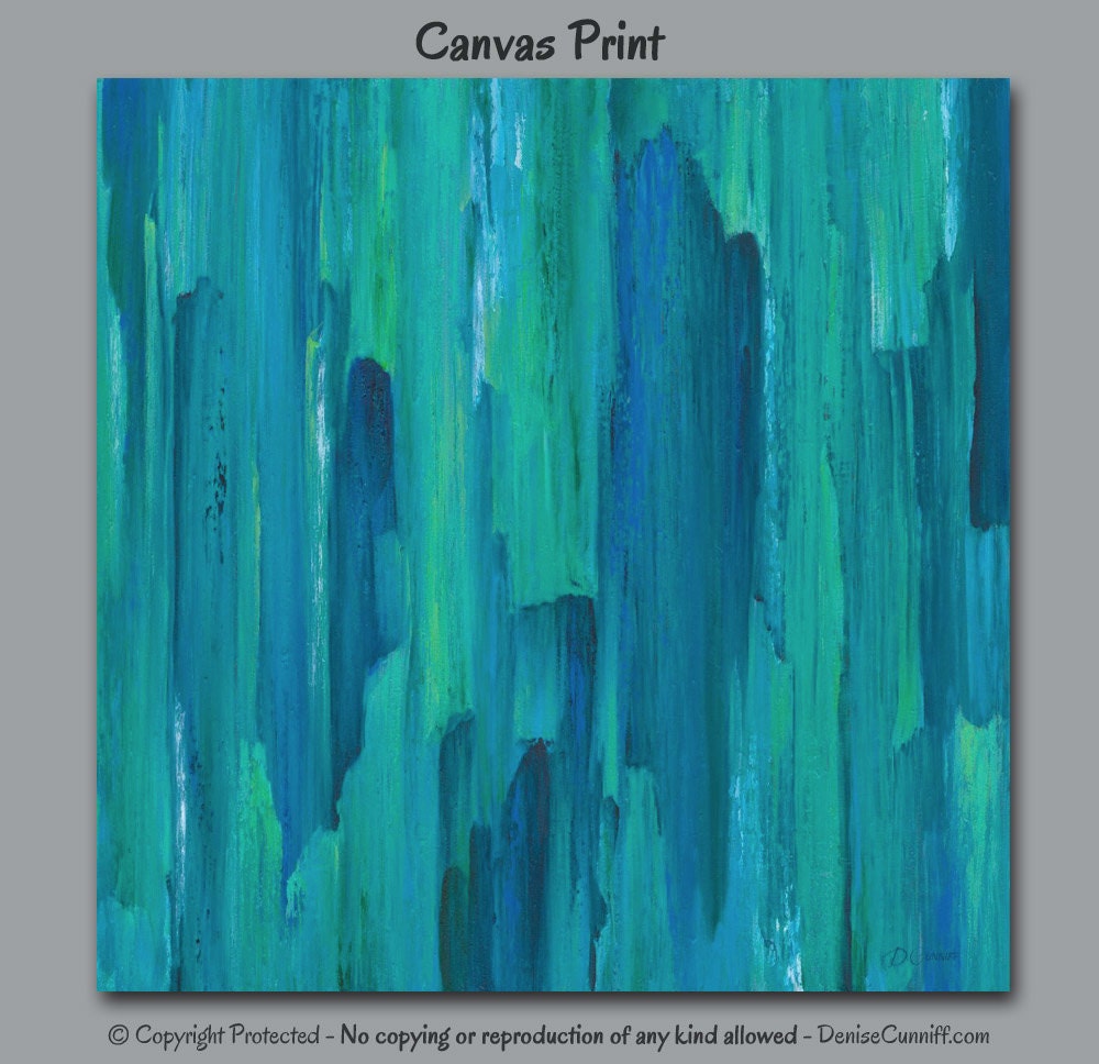 Contemporary abstract painting Teal aqua seafoam green