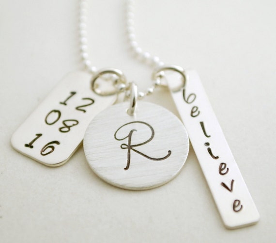 Sobriety Anniversary Custom Initial Necklace for Women Hand