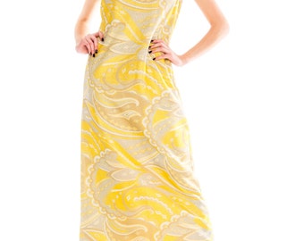 1950s Metallic Beaded Midi Shift Dress Size: L-XL