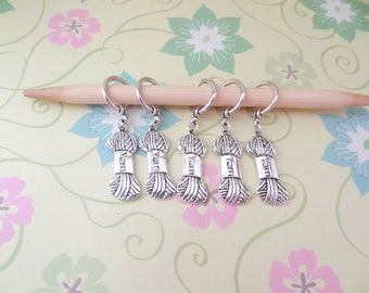 Set of 5 Silver Yarn Lover Snag Free Stitch Markers for Knitting, Knitting Marker, Progress Marker, WIP Marker