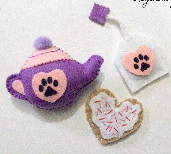 Cat Toys Felt Catnip Tea Set Set Of 3 Made To Order