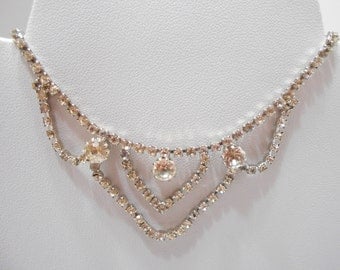 Vintage 15" Clear Rhinestone Necklace (8036)