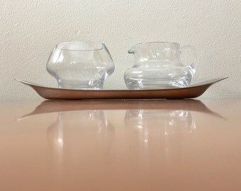 Vintage WMF Cream and Sugar with Stainless Steel Underplate