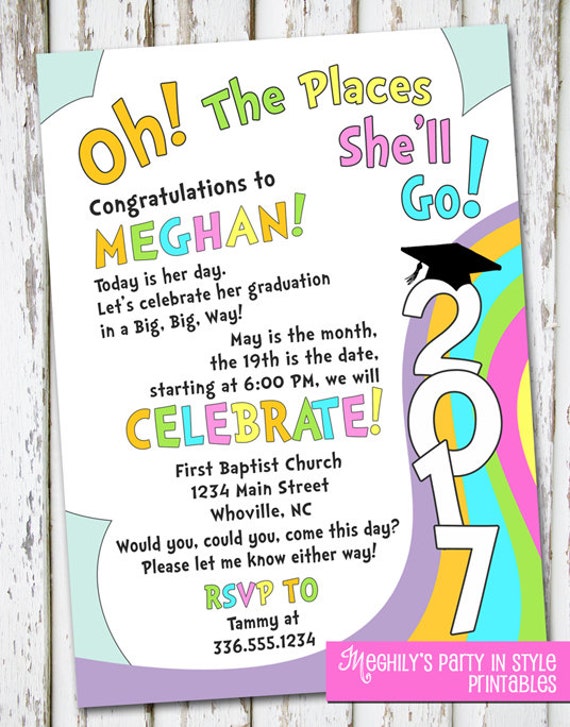 Oh The Places You'll Go graduation invitation