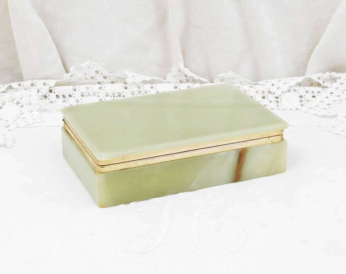 Vintage Mid Century Carved Veined Green Marble Onyx Agate Box, Cigarette Box, Office, Retro Home, Interior, Mid Century Modern, 1970s, 1960s
