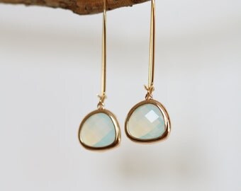Moonstone Earrings - Gold Dangle Earrings - Stone Earrings - Drop Earrings - Birthstone Earrings - White Jewellery - Moonstone Jewelry