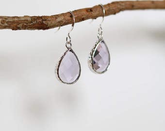 Light Amethyst Earrings - Silver Dangle - Earrings - Stone Earrings Drop Earrings Birthstone Earrings - Amethyst Earrings - Quartz Jewellery
