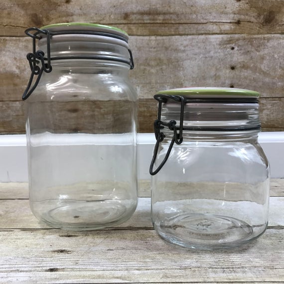Vintage Canister Set Glass Canning Jars Lock and Seal Lid