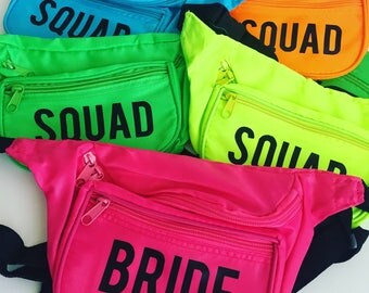 Squad Bridal Fanny Pack, Custom Printed Fanny Packs, Bachelorette Fanny Pack, Sorority Fanny Pack, Tailgate Fanny Pack, Concert Fanny Pack