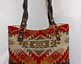 Items similar to Native American Pendleton wool Hobo Bag with geometic ...