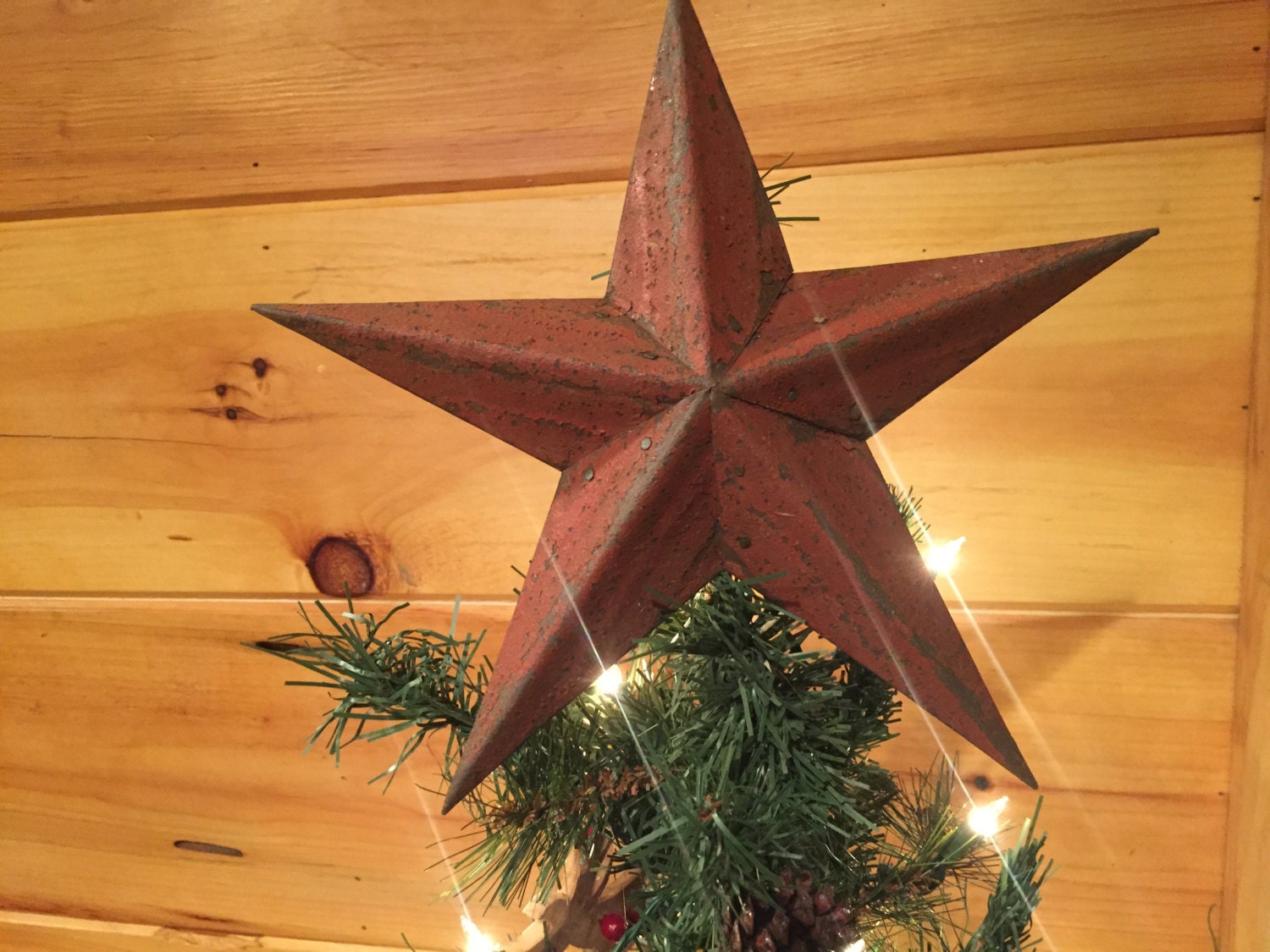 Red Star Christmas Tree Topper Decoration 12 inch star tree