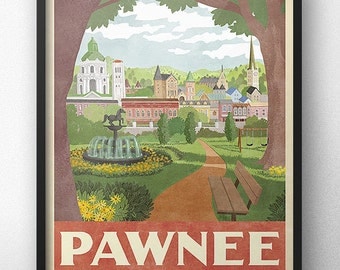 Pawnee Travel Poster - Inspired by Parks and Recreation