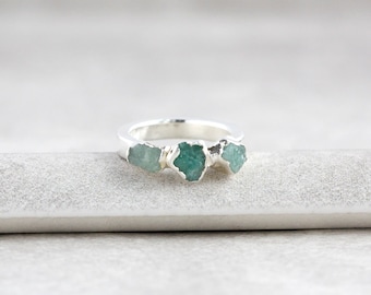amazonite ring / teal stone ring / jade ring / natural stone ring / turquoise ring / stacking ring / stackable stone ring / mineral ring