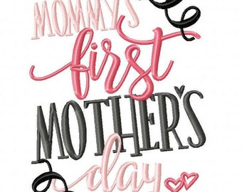 Mommy's first Mother's Day (girl version)!! Embroidered Shirt, Bodysuit, Burp Cloth, Dish Towel and more!