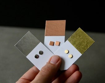 Small Ear Studs - Stud Earrings - Gifts for Her - Surgical Steel Earrings - Minimalist Earrings - Copper Earrings By Modern Out