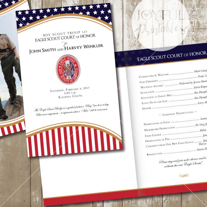 Eagle Scout Court of Honor Program printable 8 1/2 x