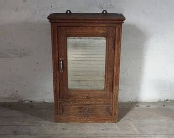 French Wood Cabinet, Bathroom Cabinet, Medicine Cabinet, Rustic Wood Cabinet, Apothecary Cabinet, Wall Storage Cabinet, French Furniture