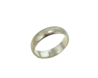 Vintage 14k White Gold Wedding Band Artcarved JR Woods Satin Matte Finish Unisex