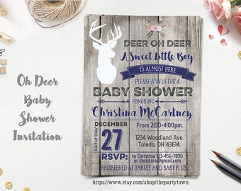 Oh Deer Baby Shower Invitation, Little Deer Baby Shower, Rustic Boy Baby Shower, Little Buck Invite, Hunting Baby Shower, Arrow Printable