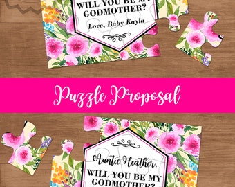 Will You Be My Godmother Puzzle Card, Christening Card, Godmother Proposal, Ask Godparents, Demande Marraine, Be My Godmother Proposal Gift