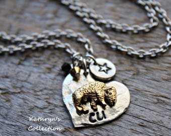 Colorado Buffalo Necklace, University of Colorado, Colorado Buffs, Buffalo Jewelry, Buffalo Mascot