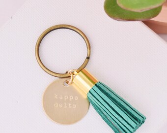 Kappa Delta Sorority Keychain, Personalized KD Sorority Key Chain, KD Sorority Tassel Keychains, Big Little Keychain