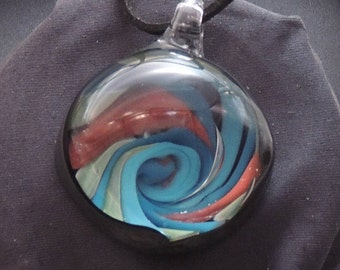 Handmade Lampwork Glass Vortex Technique Pendant