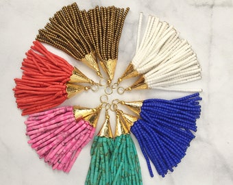 MG Tri Color Tinsel Tassel Earring main image 1
