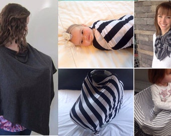 Full Coverage Nursing Cover: Doubles as an Infinity Scarf, Car Seat Cover, Shopping Cart Cover, Poncho, and Baby Blanket and Swaddle
