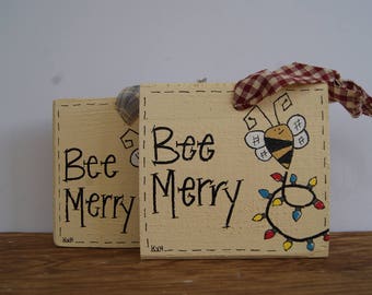 Bumblebee Ornament, Hand Painted Bumblebee Decoration, Bee Merry, Christmas Tree Ornament, Wooden Bumblebee Ornament, Wooden Ornaments, Bees