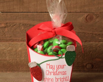 Christmas Party Favor, Christmas Treat Box, Christmas Light Treat Box, Christmas Light Party Favor, Christmas Party Fry Box ( Set of 12)