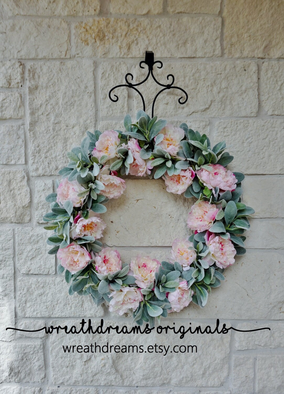 Light Pink Peony Wreath. Peony Wreath. Year Round Wreath. Spring Wreath. Summer Wreath. Door Wreath. Grapevine Wreath. Artificial Wreath