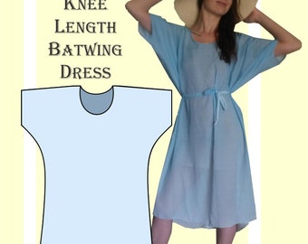 Sewing Pattern: Summer batwing dress, knee length