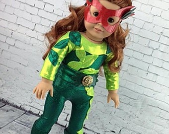 Custom, Hand Made Poison Ivy Costume for 18 Inch Dolls including American Girl, Maplelea and other