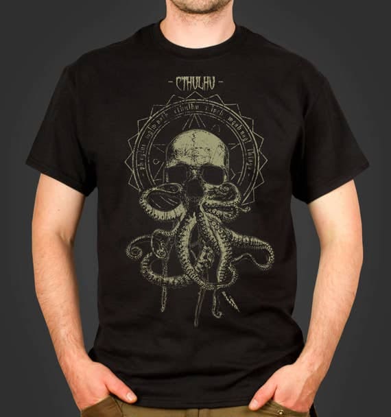 Cthulhu Cultist - A Call of Cthulhu inspired Men's horror themed t-shirt, screen printed by hand by GrumpyGeeks steampunk buy now online