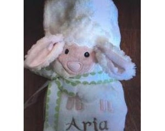 PERSONALIZED Love Ewe Cream White Lamb Baby Blanket