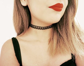Black Lace Choker Necklace, Choker, Choker Necklace, Lace Choker, Dainty Choker, Boho Choker,Boho jewelry,Boho Necklace,Layering choker