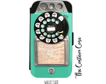 Retro Payphone Wallet Phone Case, Vintage Turquoise Coin Phone Case, Vintage Dial Phone Wallet Case, for Samsung Galaxy and Iphone cases