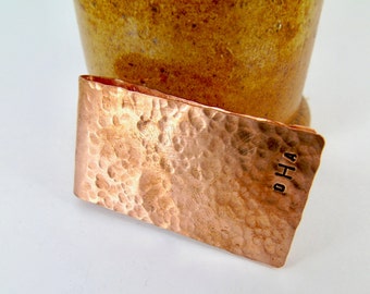 Copper Money Clip Texture Handmade Hand Stamped Monogram Mens Gift Weddings Groom Best Man, Anniversaries Graduation valentine Gift