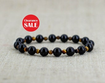 Men bracelet Black onyx bracelet Tiger eye bracelet Healing bracelet Boho jewelry Father gift for brother gift for men birthday gift for him