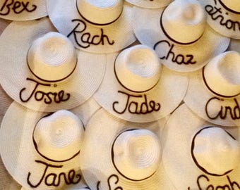 Personalised Floppy Beach Sun Hats - With Crystal Detail