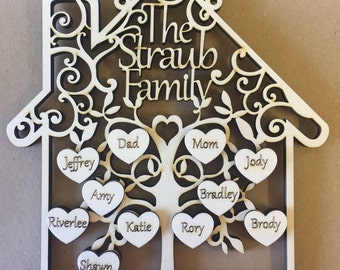 Personalised Family Tree, Family Sign, Family Plaque, Grandchildren frame, Personalized Family tree, Mothers Day Gift, Gift for Mum
