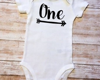 Boys First Birthday Shirt One Arrow Bodysuit Hipster Baby Arrow Shirt Black