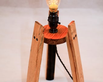 Scotch Whisky barrel stave edison table lamp, with or without an edison bulb
