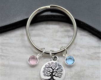 Family Tree Birthstone Keychain - Mother's Day Keychain - Personalized Birthstone Keychain for Mom - Mom Keychain - Family Keychain for Mom