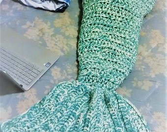 Crocheted Mermaid Tail Cocoon Blanket