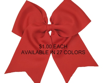 Basic Cheer Bows - 1 DOLLAR each - 27 COLORS to Choose From- cheerleading bows - solid cheer bow - cheerleader - cheer hair bow